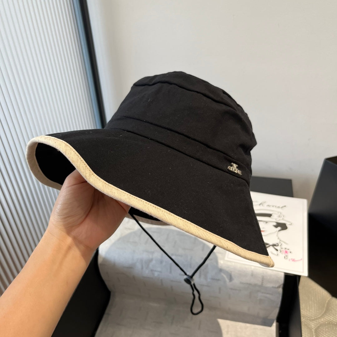 BUCKET HAT MODEL 651983 IN BLACK SLUB FABRIC