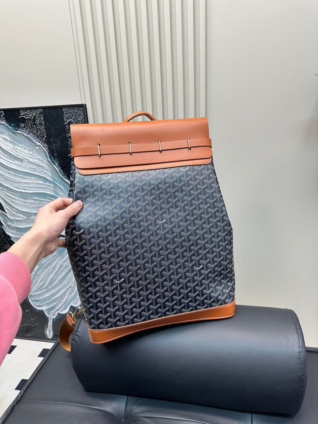 CISALPIN BACKPACK 45 IN BROWN GOYARDINE CANVAS AND CALFSKIN