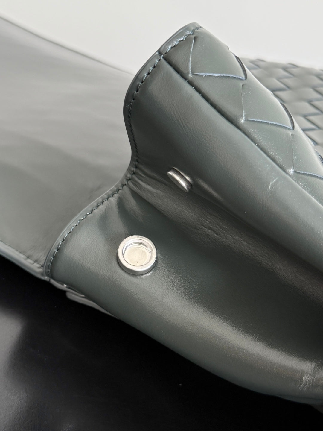 BOTTEGA VENETA 25S BACK TO SCHOOL BACKPACK 39 IN MUTED TEAL GRAY CALFSKIN