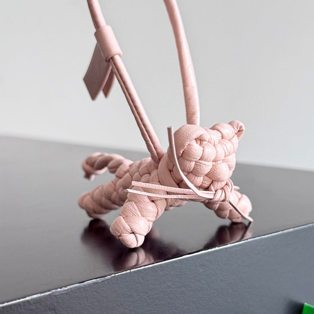 BOTTEGA VENETA 25S CAT CHARM IN LIGHT PINK CALFSKIN