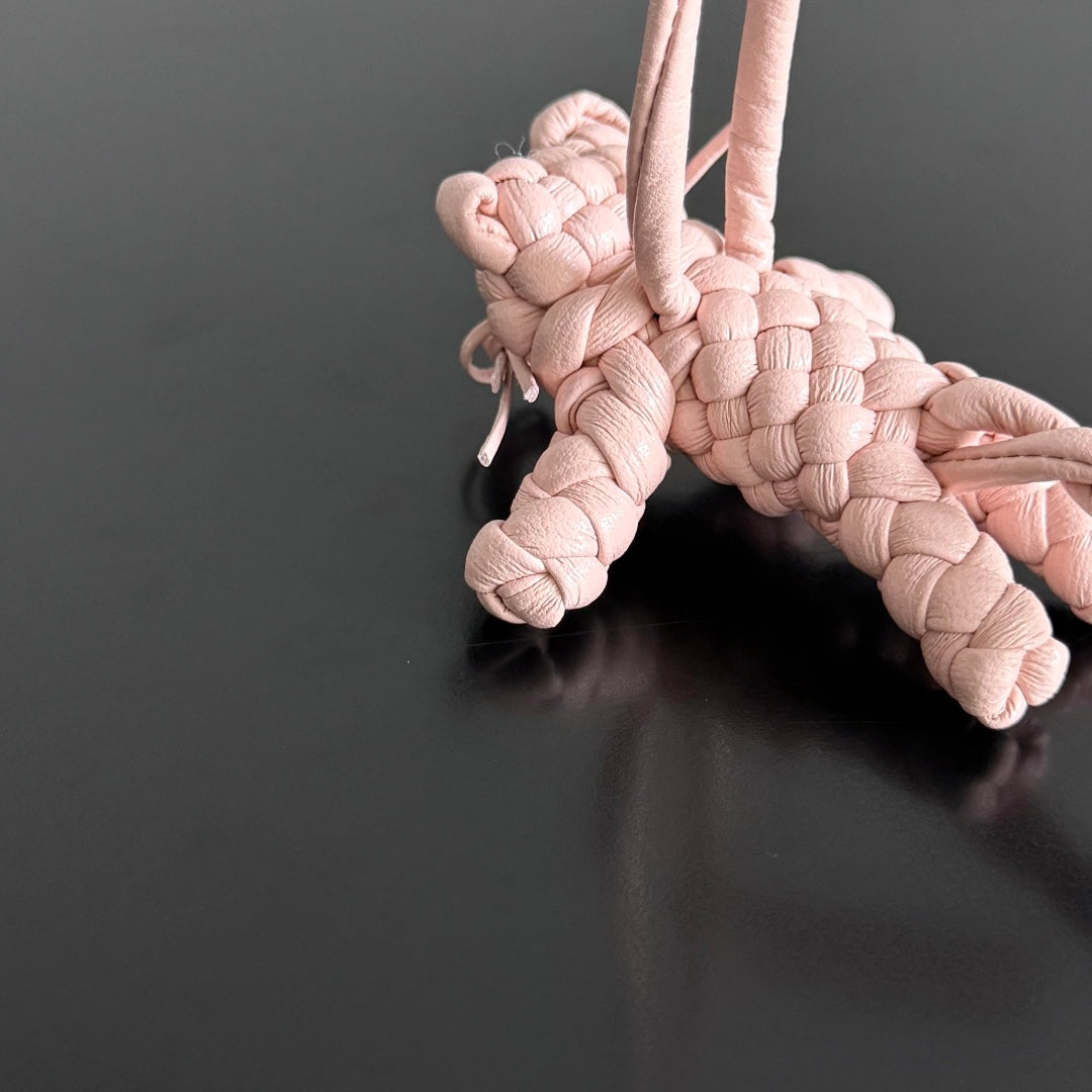 BOTTEGA VENETA 25S CAT CHARM IN LIGHT PINK CALFSKIN