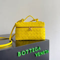 BOTTEGA VENETA 25S BANG BANG 22 IN LEMON YELLOW INTRECCIATO CALFSKIN GOLD HARDWARE