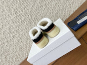 PRADA 25S PLATFORM FUR-LINED MULES IN BLACK SUEDE