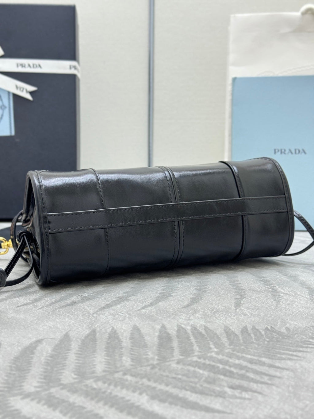 PRADA 25S BONNIE MINI HANDBAG 23 IN BLACK CALFSKIN GOLD HARDWARE