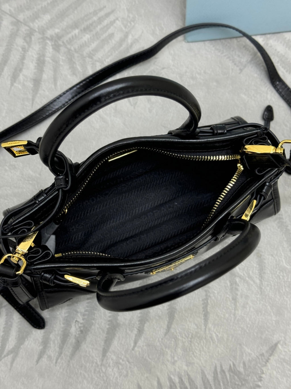 PRADA 25S BONNIE MINI HANDBAG 23 IN BLACK CALFSKIN GOLD HARDWARE