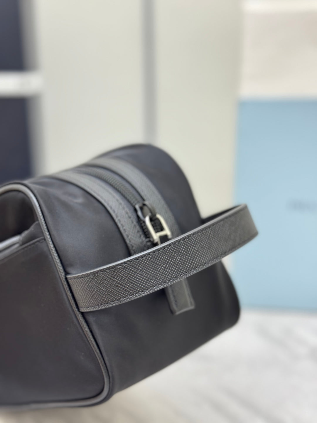 PRADA 25S CLUTCH BAG 22 IN BLACK NYLON SILVER HARDWARE