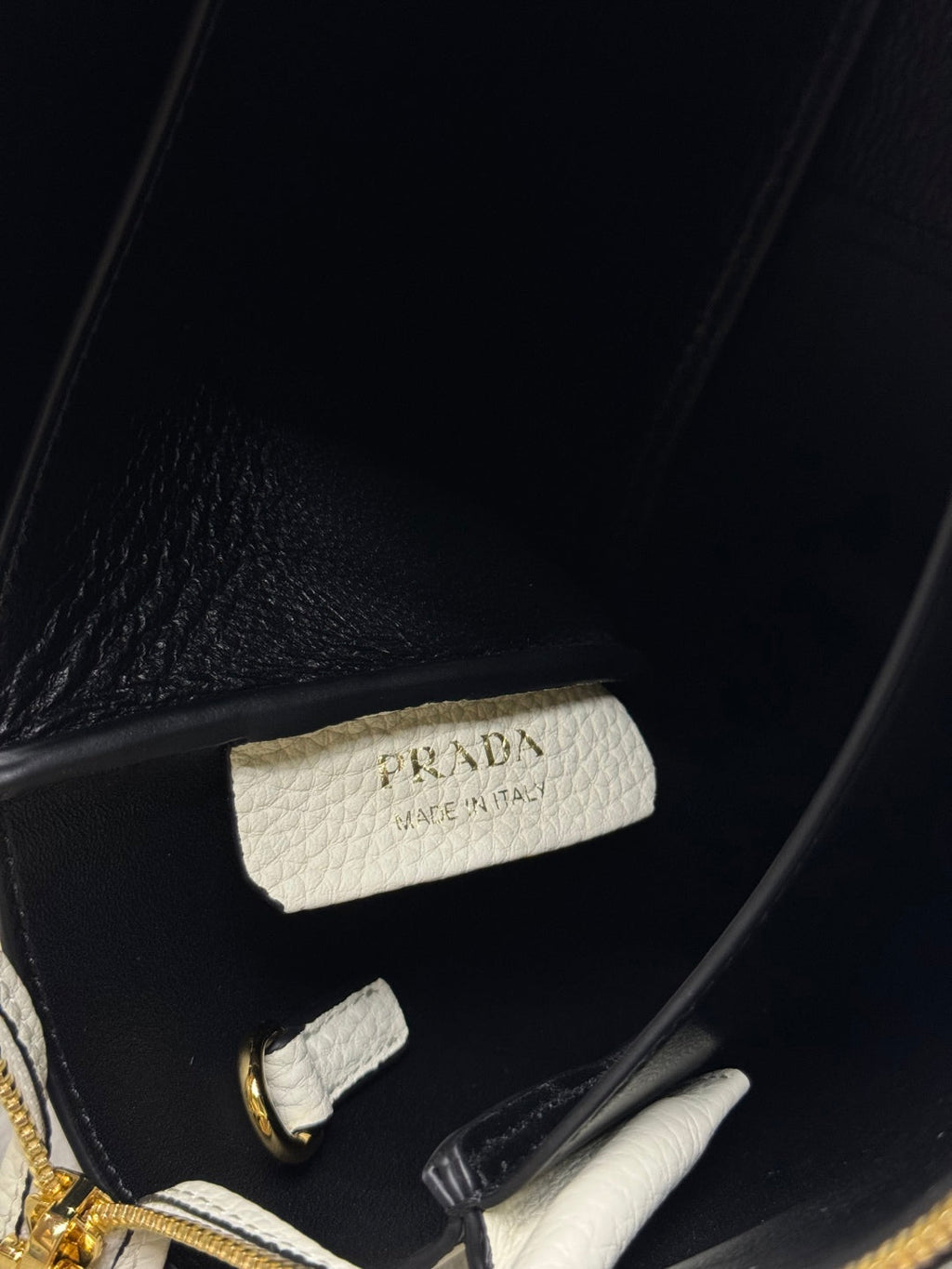 PRADA 25S SMALL BAG 23 IN IVORY CALFSKIN GOLD HARDWRE