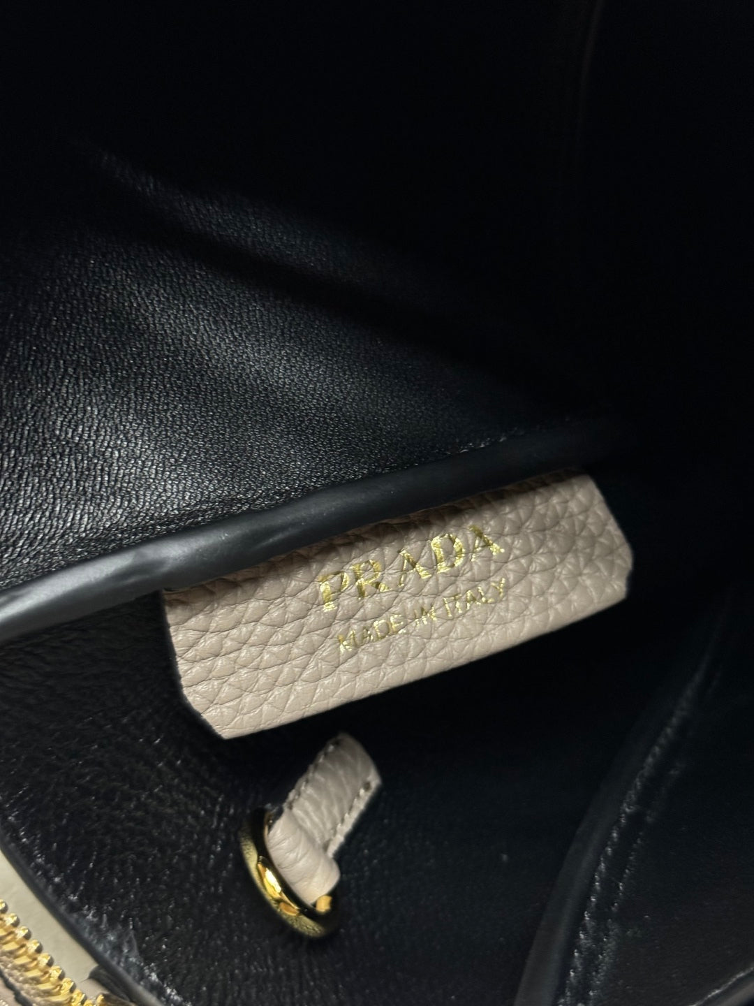 PRADA 25S SMALL BAG 23 IN TAUPE CALFSKIN GOLD HARDWARE