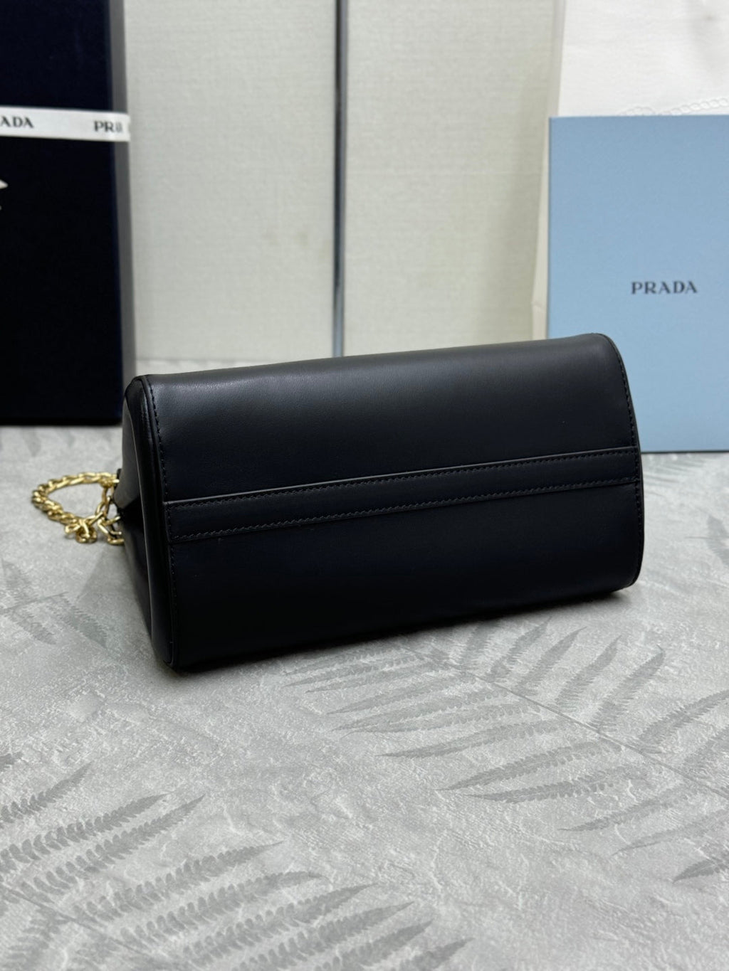PRADA 25S ENCHAINE MINI BAG 22 IN BLACK CALFSKIN GOLD HARDWRE