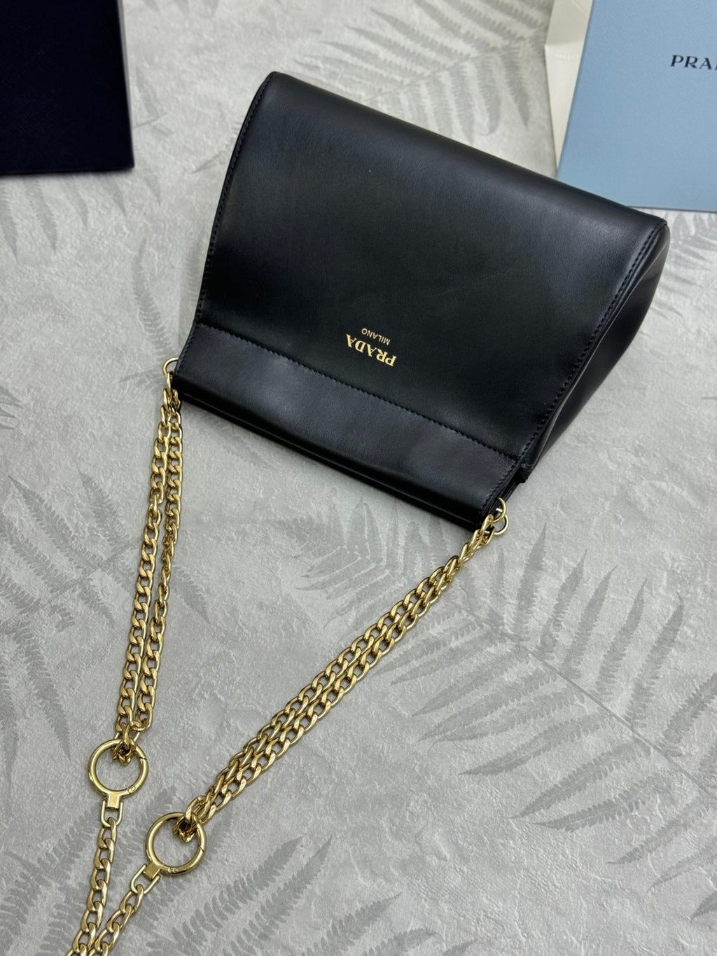PRADA 25S ENCHAINE MINI BAG 22 IN BLACK CALFSKIN GOLD HARDWRE