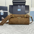 PRADA 25S BONNIE SMALL SHOULDER BAG 26 IN BROWN SUEDE GOLD HARDWRE