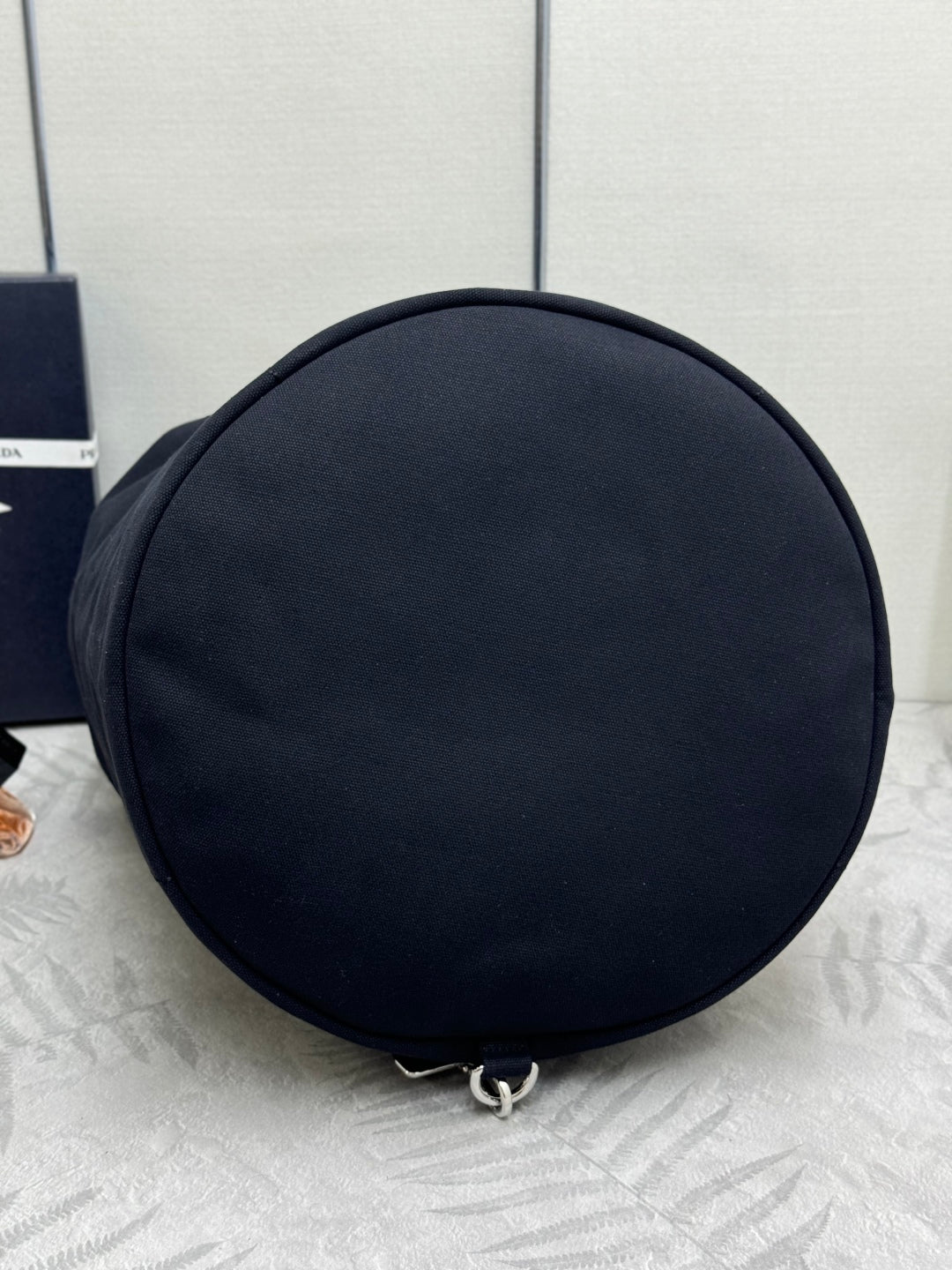 PRADA 25S DRAWSTRING BACKPACK 55 IN BLACK CANVAS LINEN SILVER HARDWRE