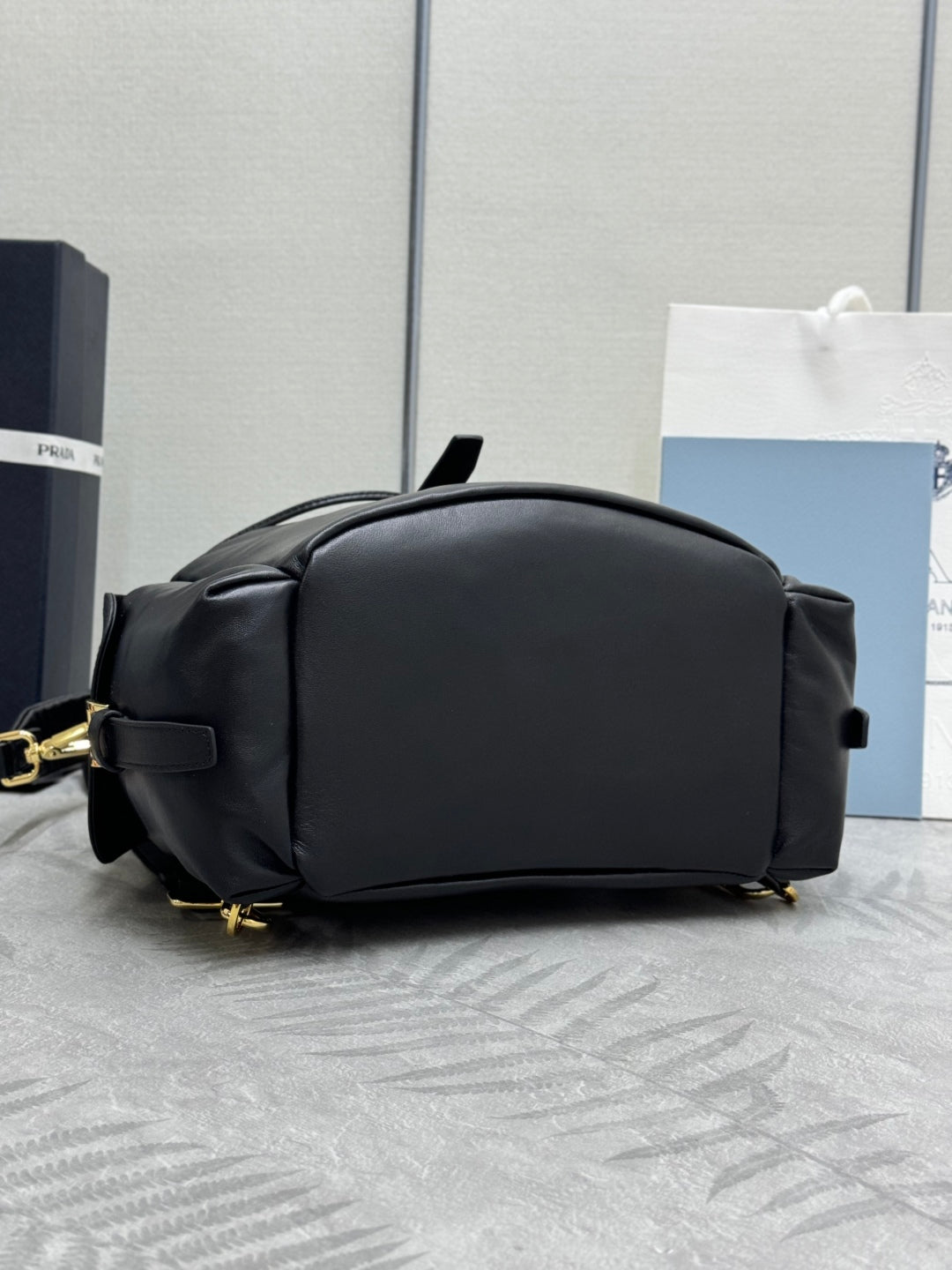 PRADA 25S EXPLORE MEDIUM BACKPACK 29 IN BLACK CALFSKIN GOLD HARDWARE