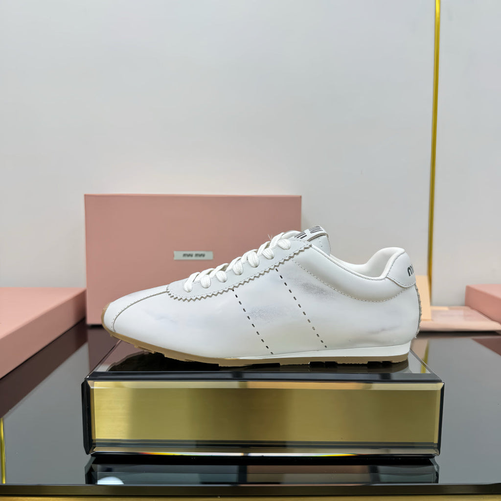 PLUME NAPPA SNEAKERS IN WHITE CALFSKIN