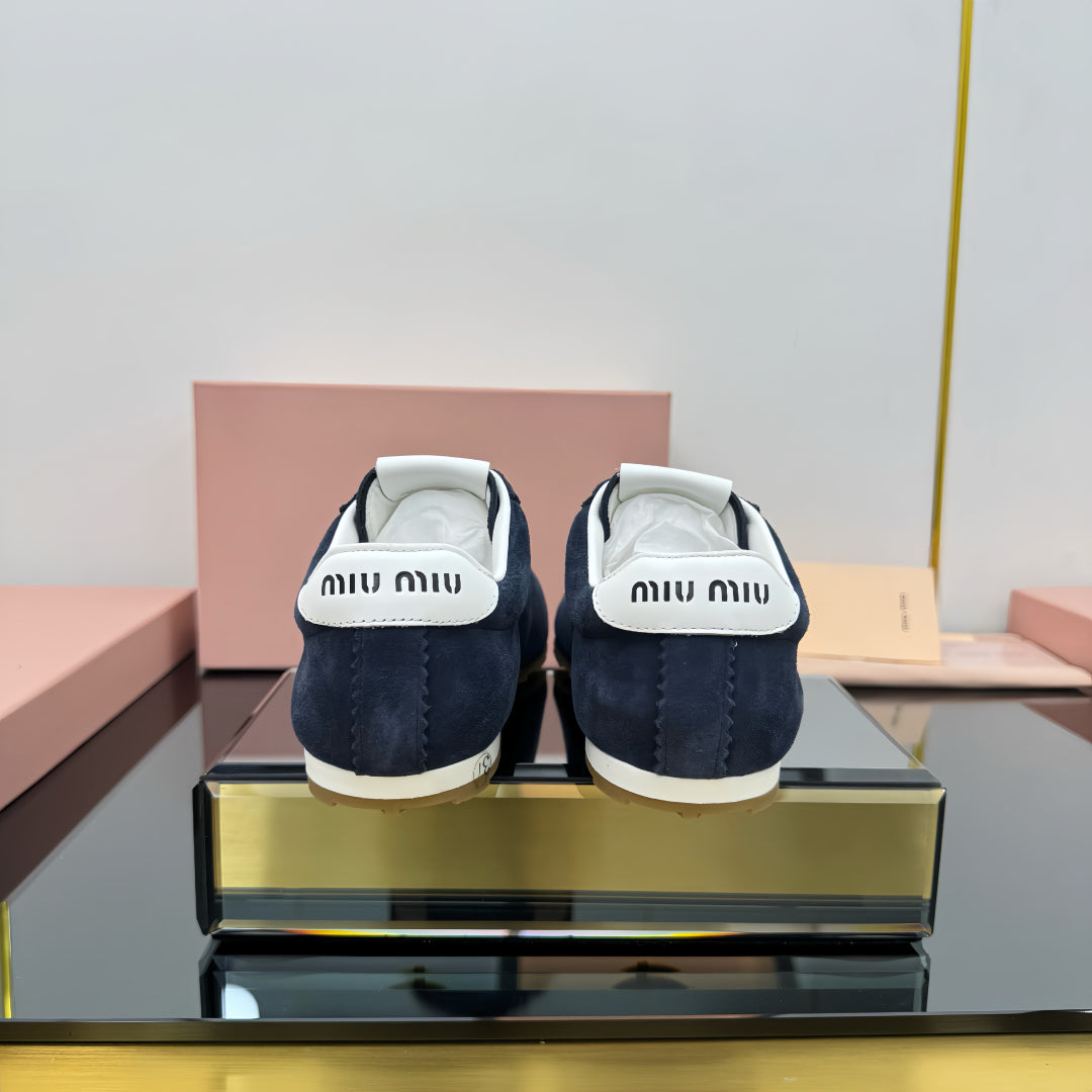 PLUME NAPPA SNEAKERS IN NAVY BLUE SUEDE