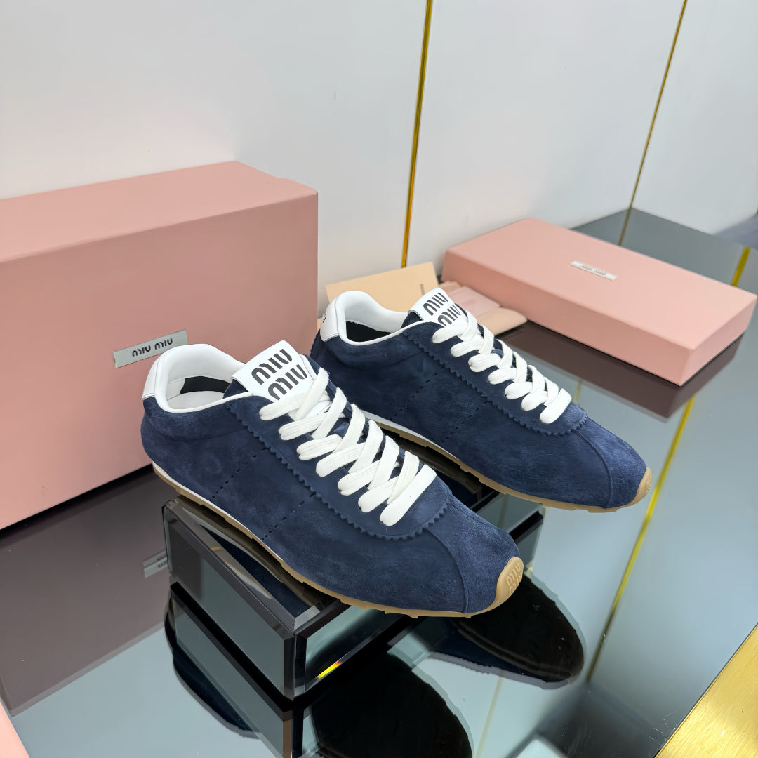 PLUME NAPPA SNEAKERS IN NAVY BLUE SUEDE