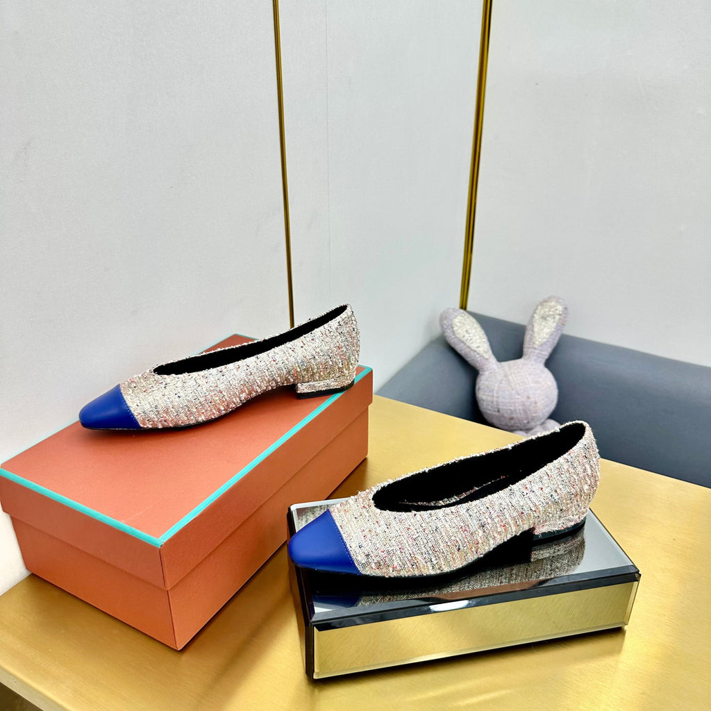 BALLET IN MULTICOLOR TWEED MIX BLUE LAMBSKIN