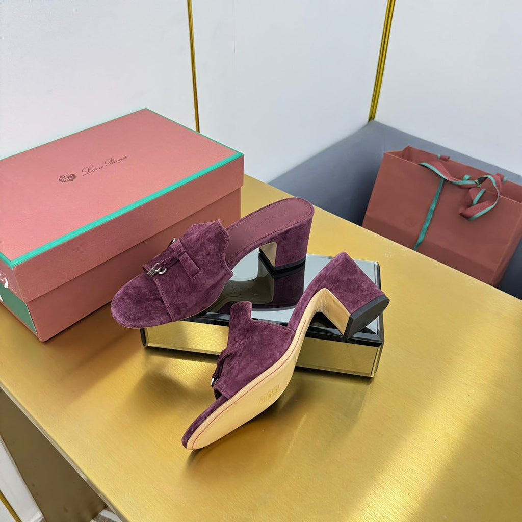 LP BLOCK HEEL SANDALS 25S IN WINE PURPLE SUEDE