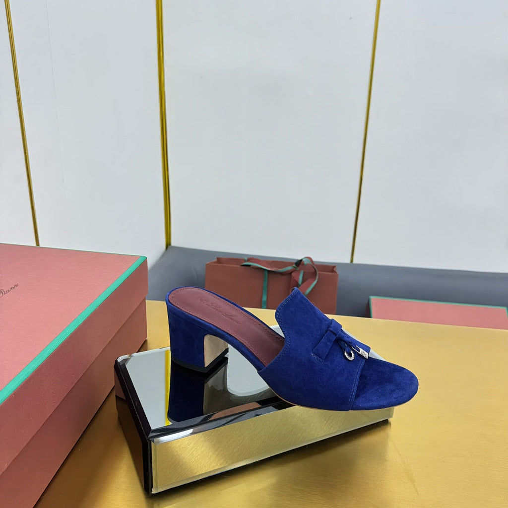 LP BLOCK HEEL SANDALS 25S IN NAVY BLUE SUEDE