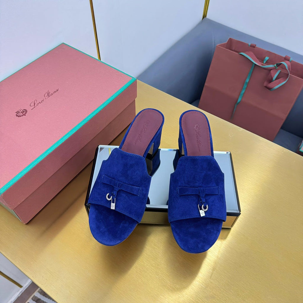 LP BLOCK HEEL SANDALS 25S IN NAVY BLUE SUEDE