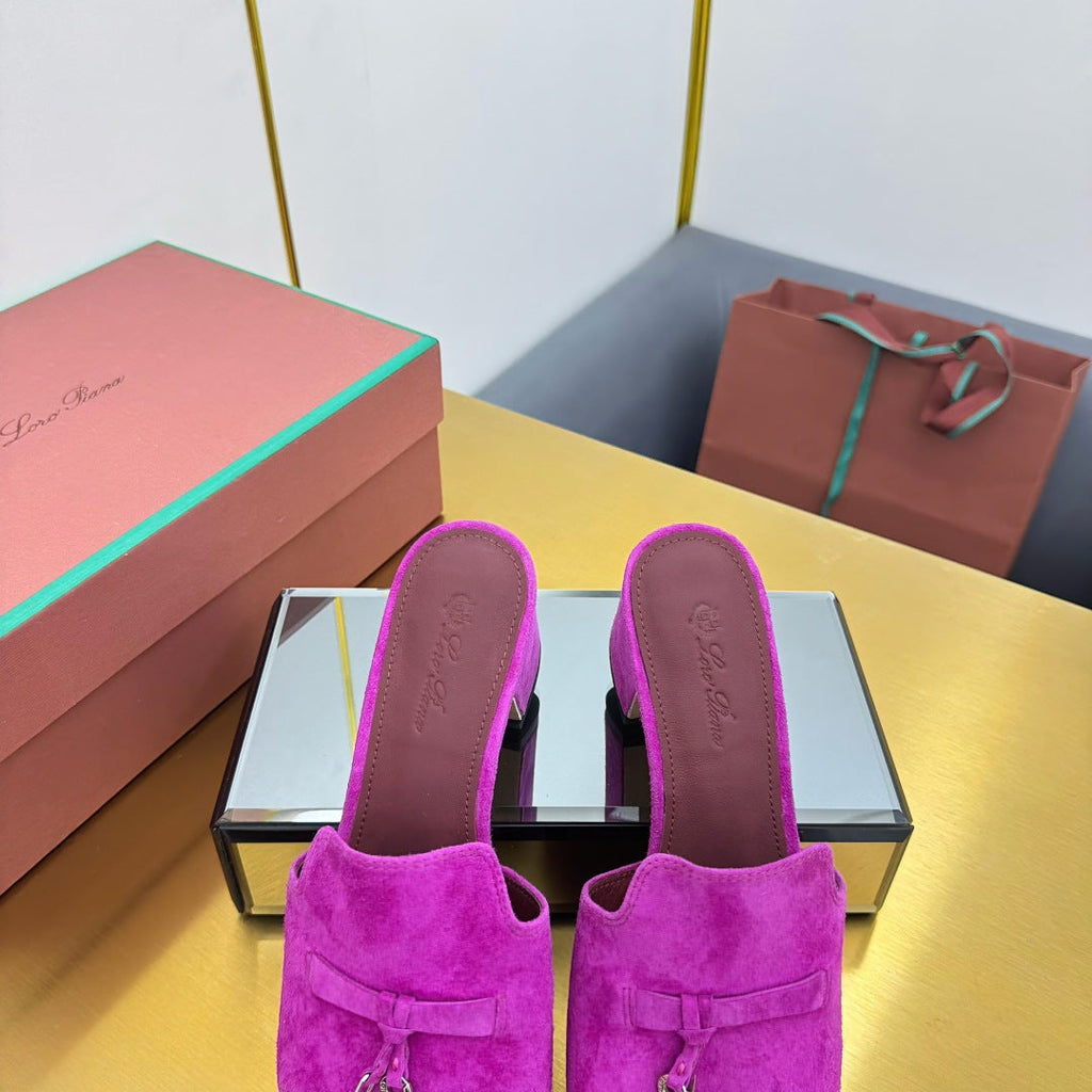 LP BLOCK HEEL SANDALS 25S IN DARK PURPLE SUEDE