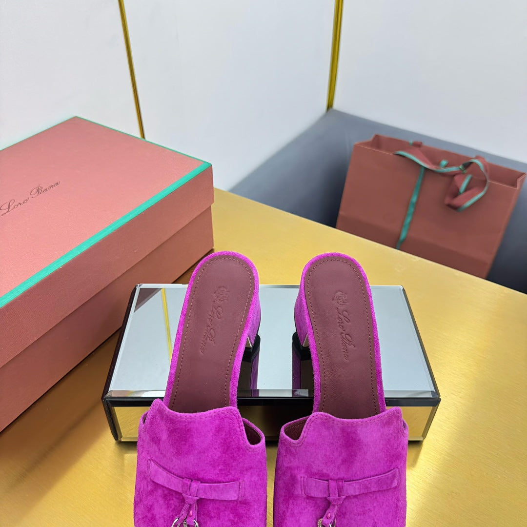 LP BLOCK HEEL SANDALS 25S IN DARK PURPLE SUEDE