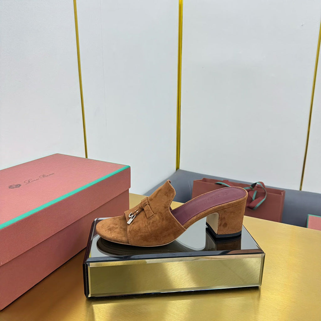 LP BLOCK HEEL SANDALS 25S IN BROWN SUEDE