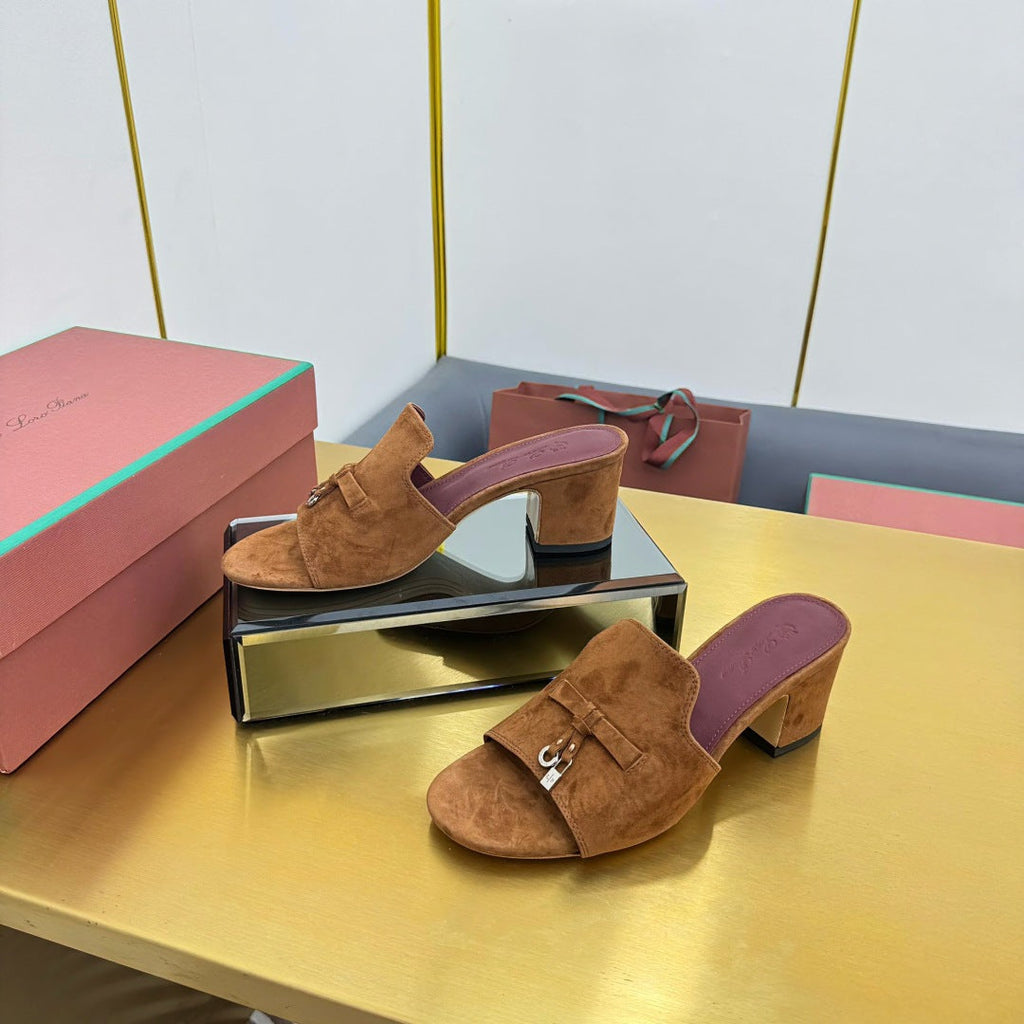 LP BLOCK HEEL SANDALS 25S IN BROWN SUEDE