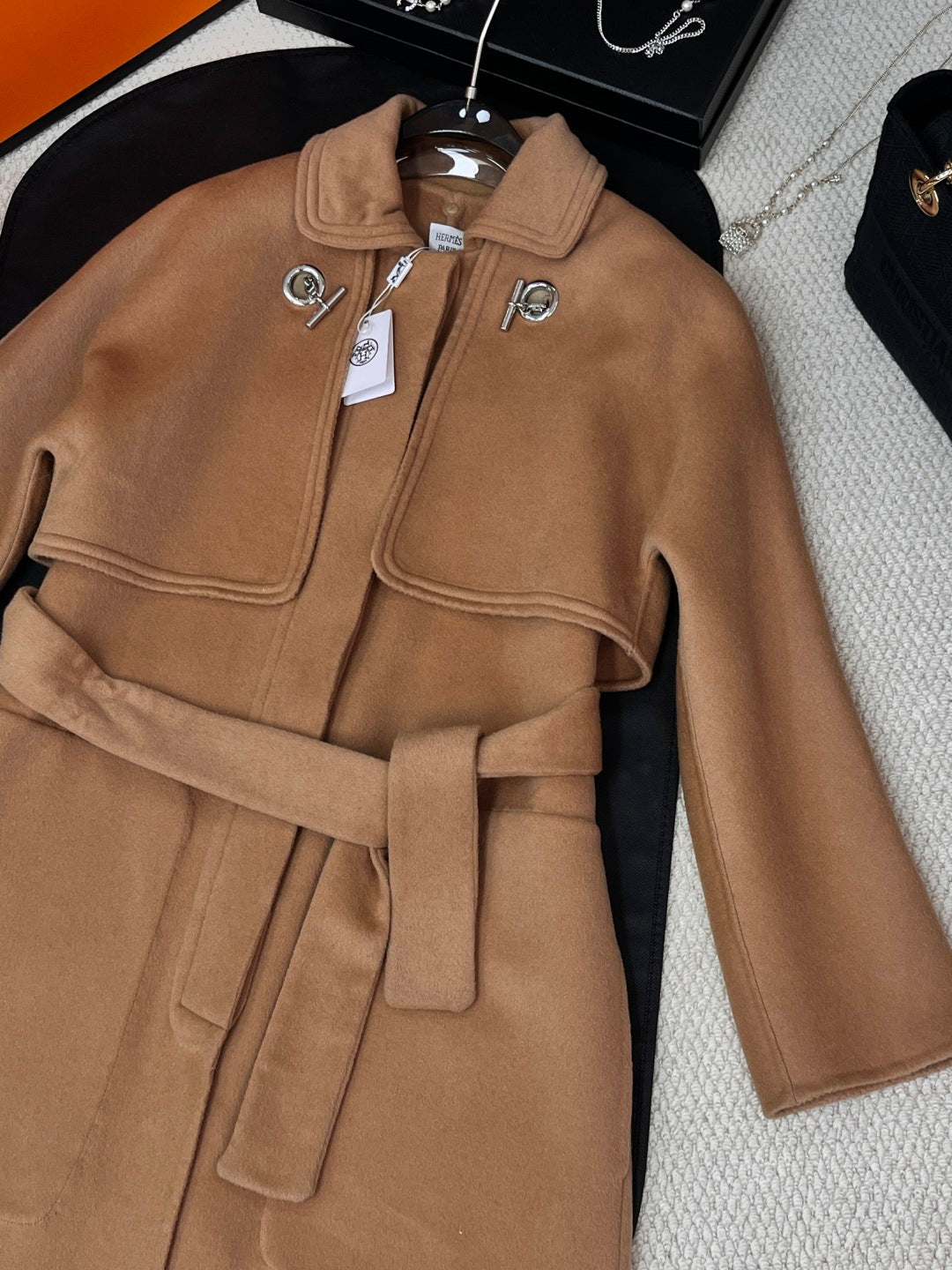 HERMES 25S REVERSIBLE LONG CASHMERE COAT 242