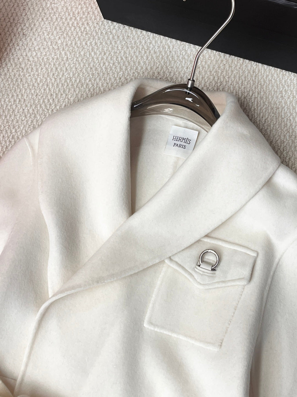 HERMES 25S LAPEL-COLLAR CASHMERE COAT 209