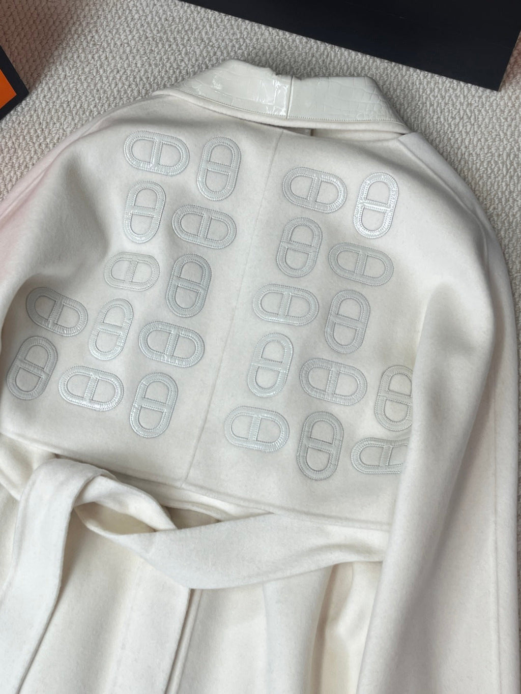 HERMES 25S LONG CASHMERE PIG-NOSE COAT 206