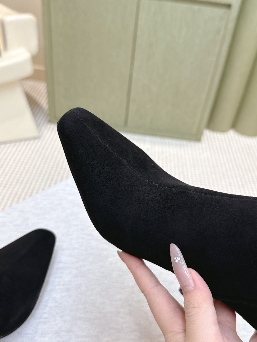 YSL 25S HEELED ANKLE BOOTS 75 MM IN BLACK SUEDE