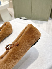 PRADA 25S MARY JANE BALLET FLATS IN BROWN FUR