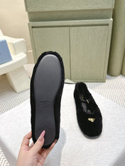 PRADA 25S MARY JANE BALLET FLATS IN BLACK FUR