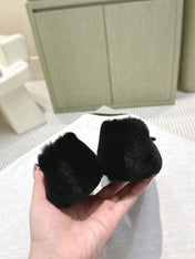 PRADA 25S MARY JANE BALLET FLATS IN BLACK FUR