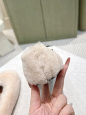 PRADA 25S MARY JANE BALLET FLATS IN LIGHT BEIGE FUR