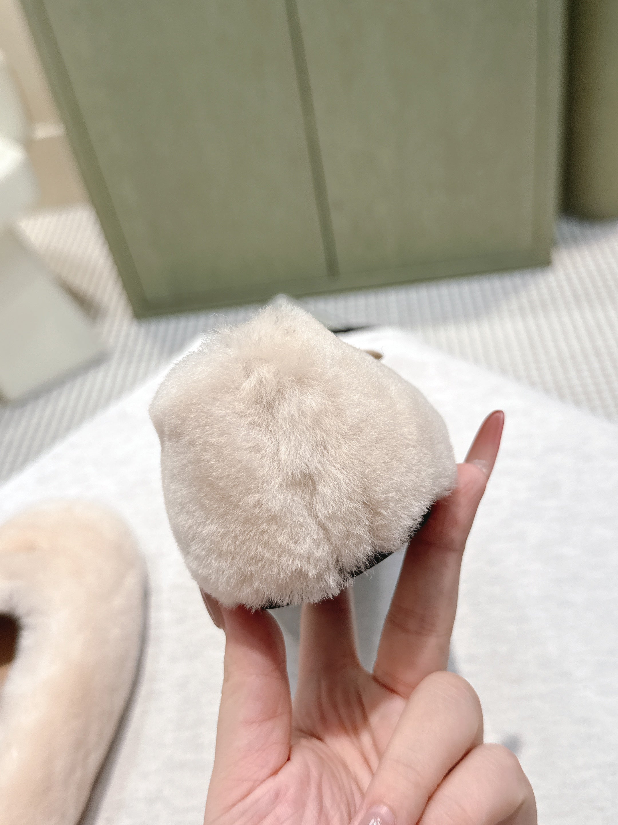 PRADA 25S MARY JANE BALLET FLATS IN LIGHT BEIGE FUR