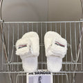 BALENCIAGA 25S SLIPPERS IN WHITE FAUX SHEARLING