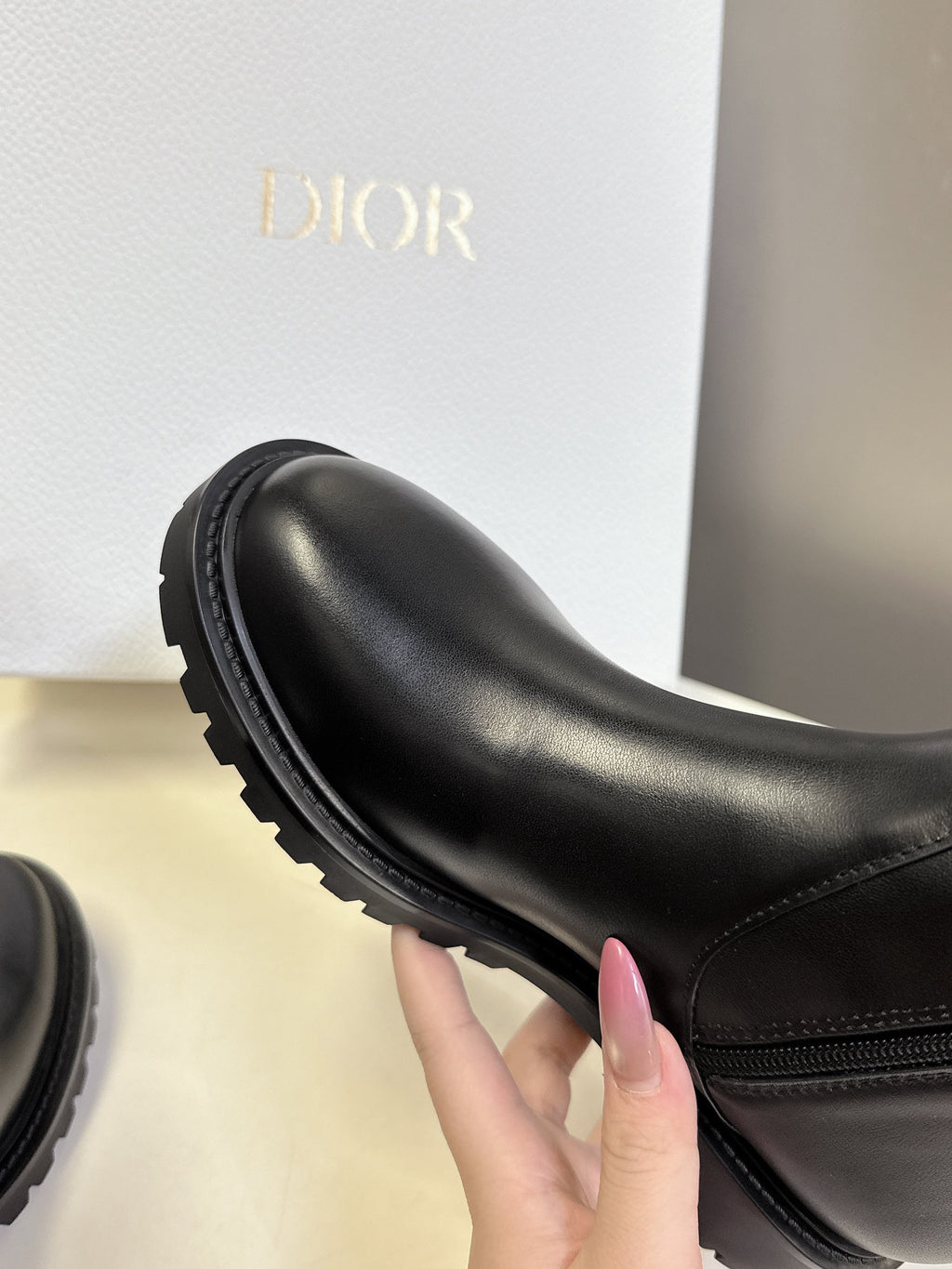 DIOR 25S D-MAJOR ANKLE BOOTS IN BLACK LAMBSKIN WITH GOLD HARDWARE
