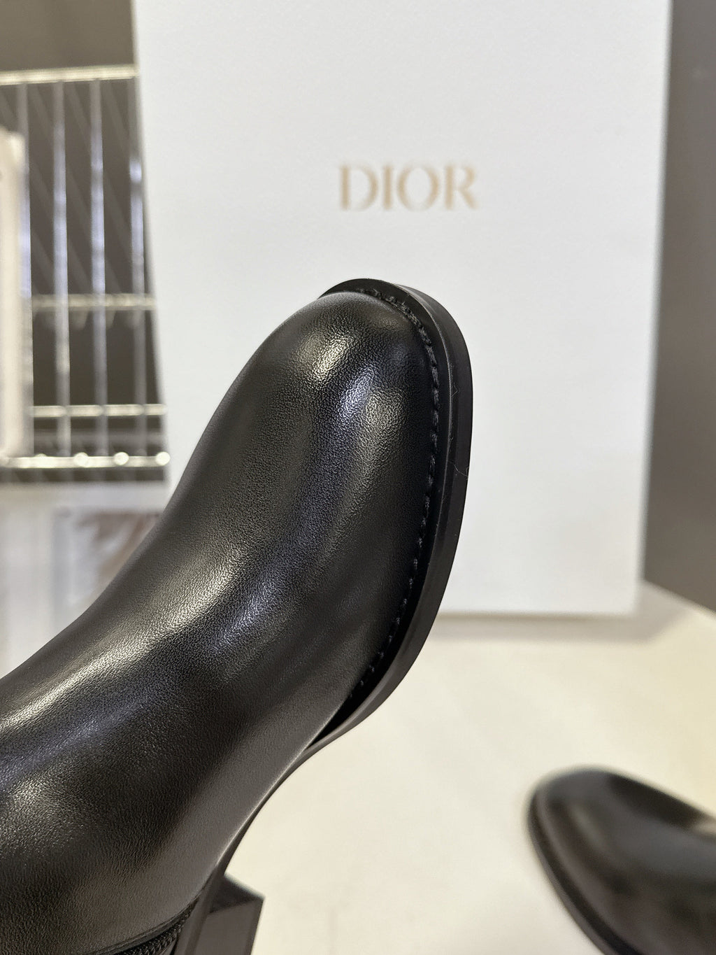DIOR 25S BROWN HIGH BOOTS IN BLACK LAMBSKIN