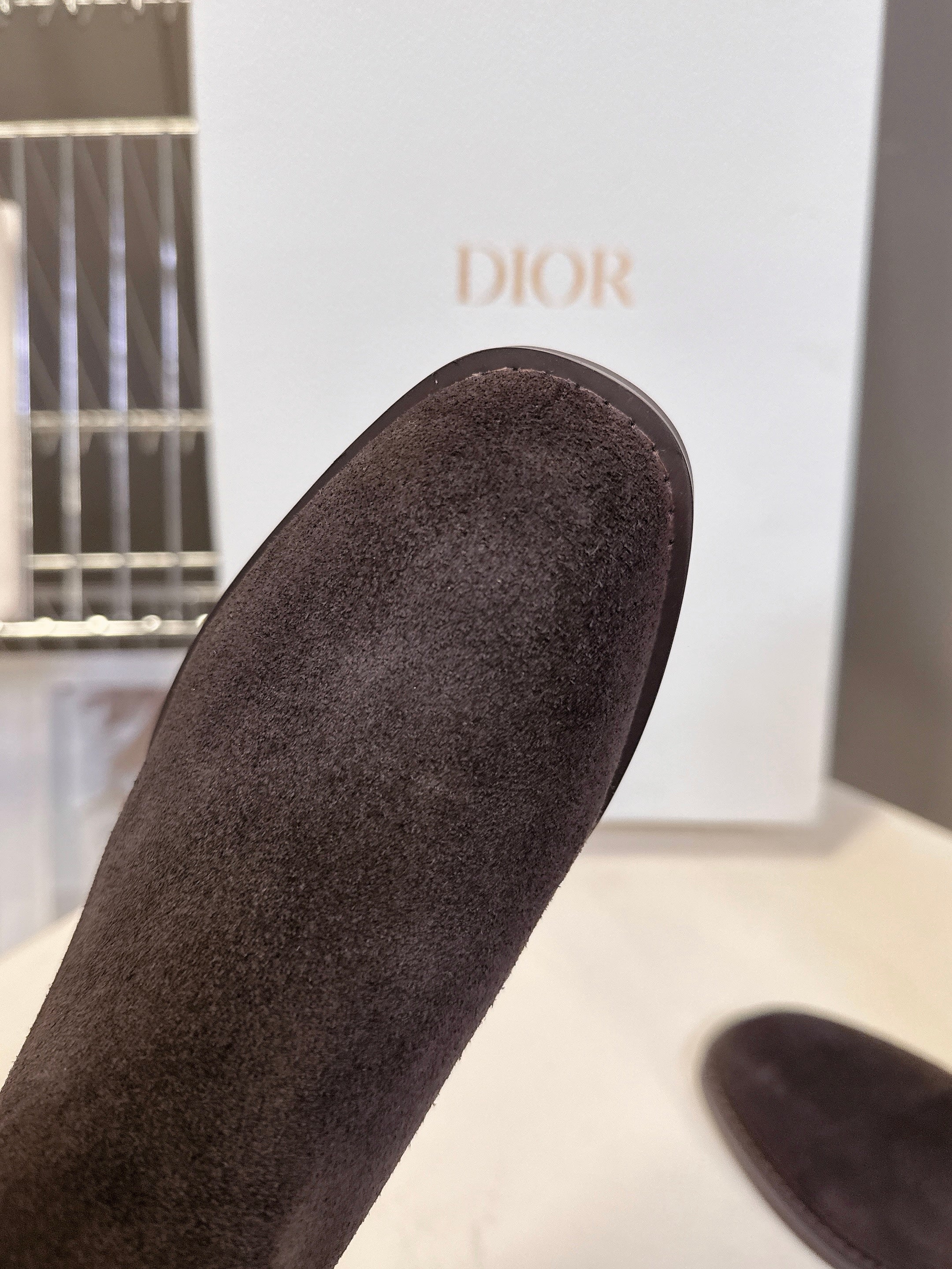 DIOR 25S BROWN HIGH BOOTS IN DARK BROWN SUEDE