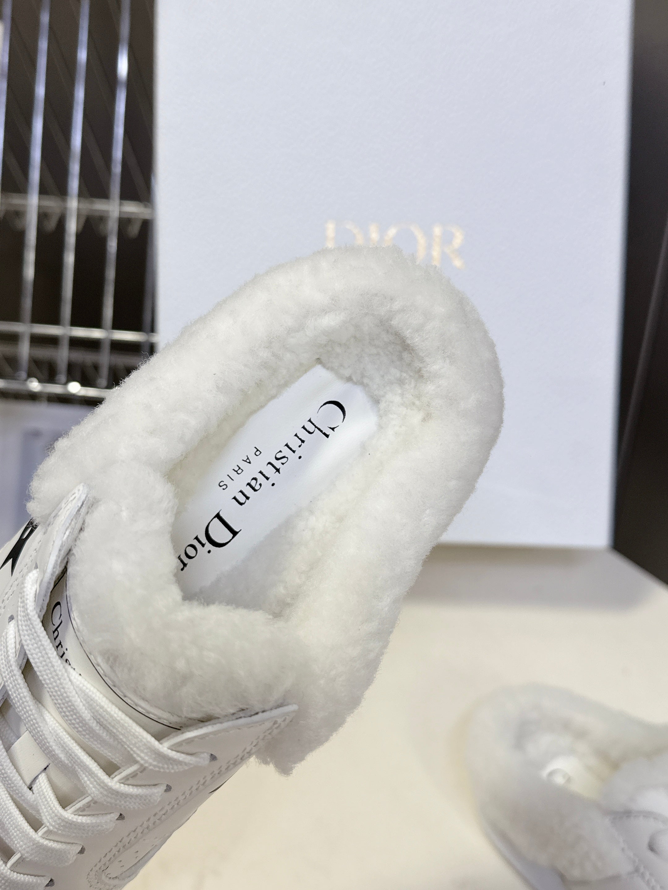 DIOR 25S DIOR STAR SNEAKERS IN WHITE LAMBSKIN AND WOOL