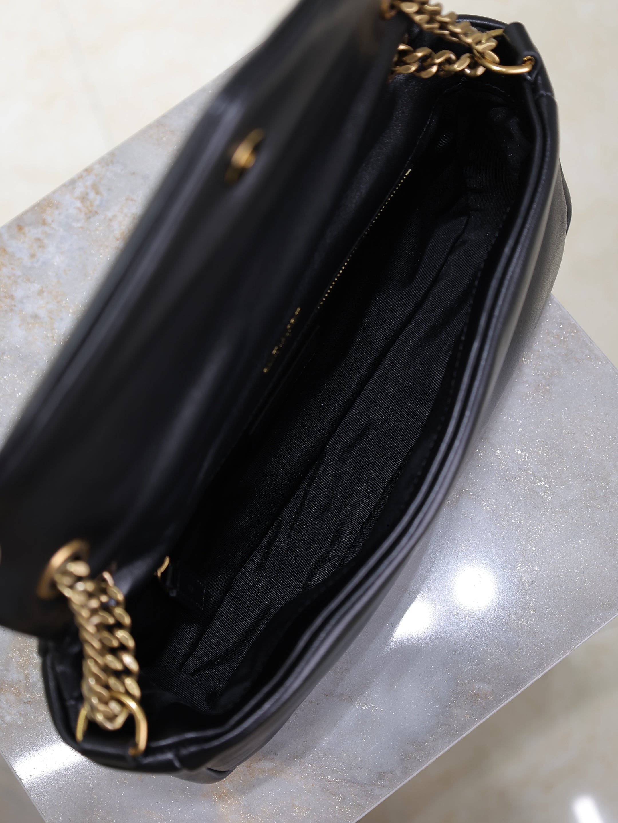 YSL 25S CALYPSO HANDBAG 26 IN BLACK LAMBSKIN GOLD HARDWARE
