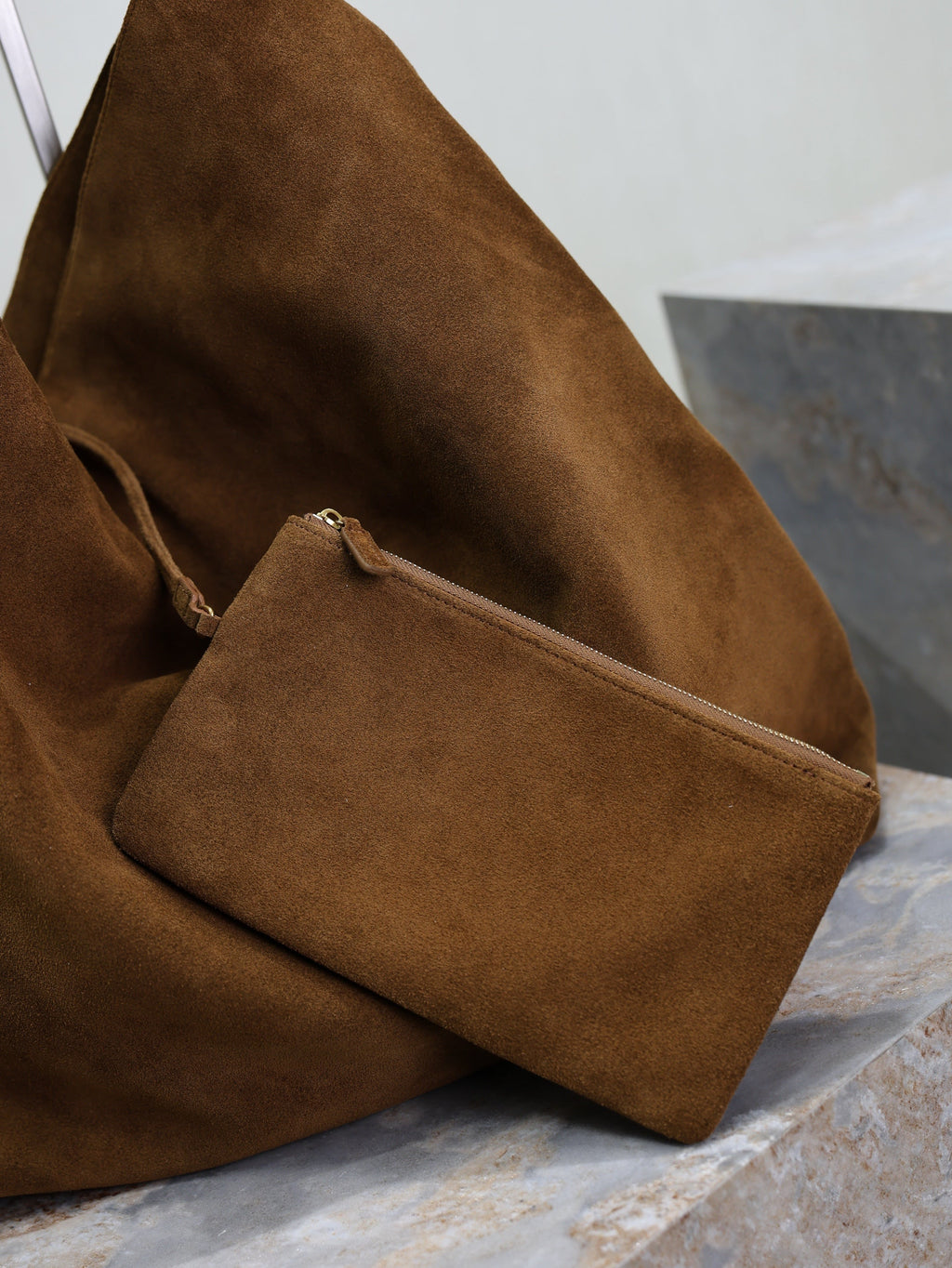 YSL 25S AMALIA 50 IN DARK CARAMEL SUEDE GOLD HARDWRE