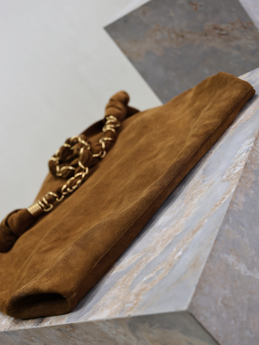 YSL 25S AMALIA 50 IN DARK CARAMEL SUEDE GOLD HARDWARE