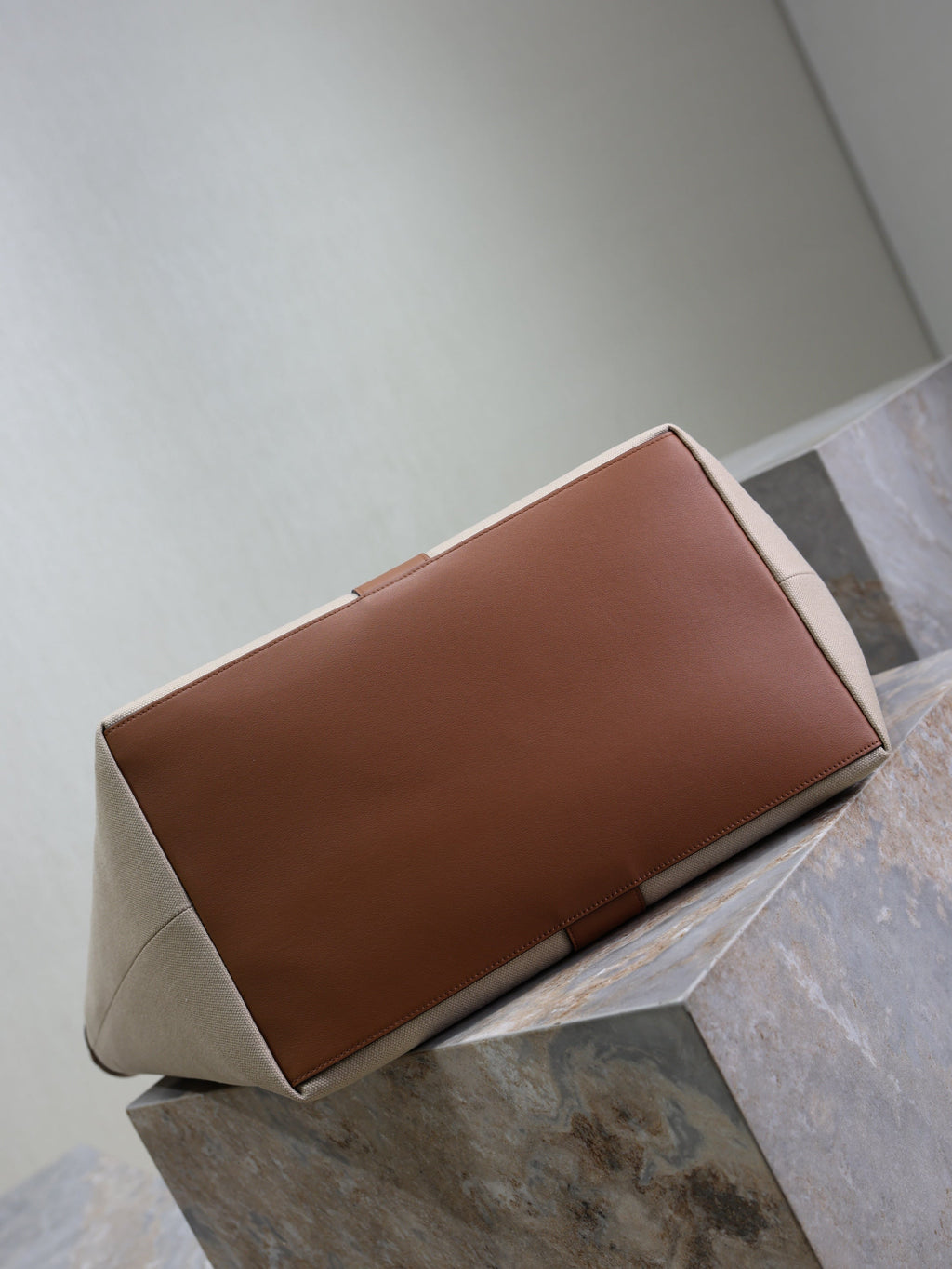 YSL 25S Y TOTE 50 IN BROWN BEIGE CANVAS AND CALFSKIN