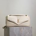YSL 25S CALYPSO 30 IN IVORY GRAINED CALFSKIN GOLD HARDWARE