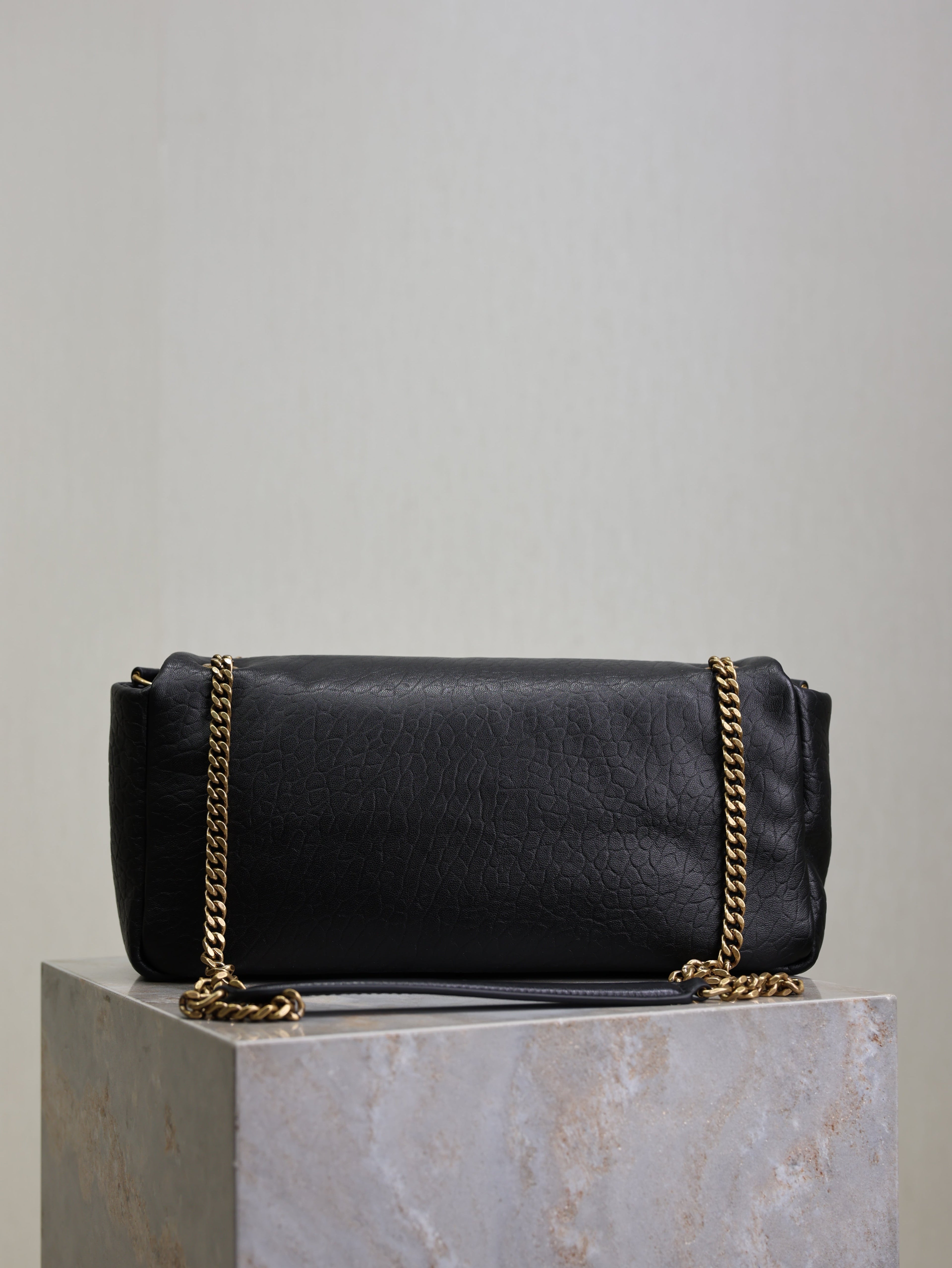 YSL 25S CALYPSO 30 IN BLACK GRAINED CALFSKIN GOLD HARDWARE