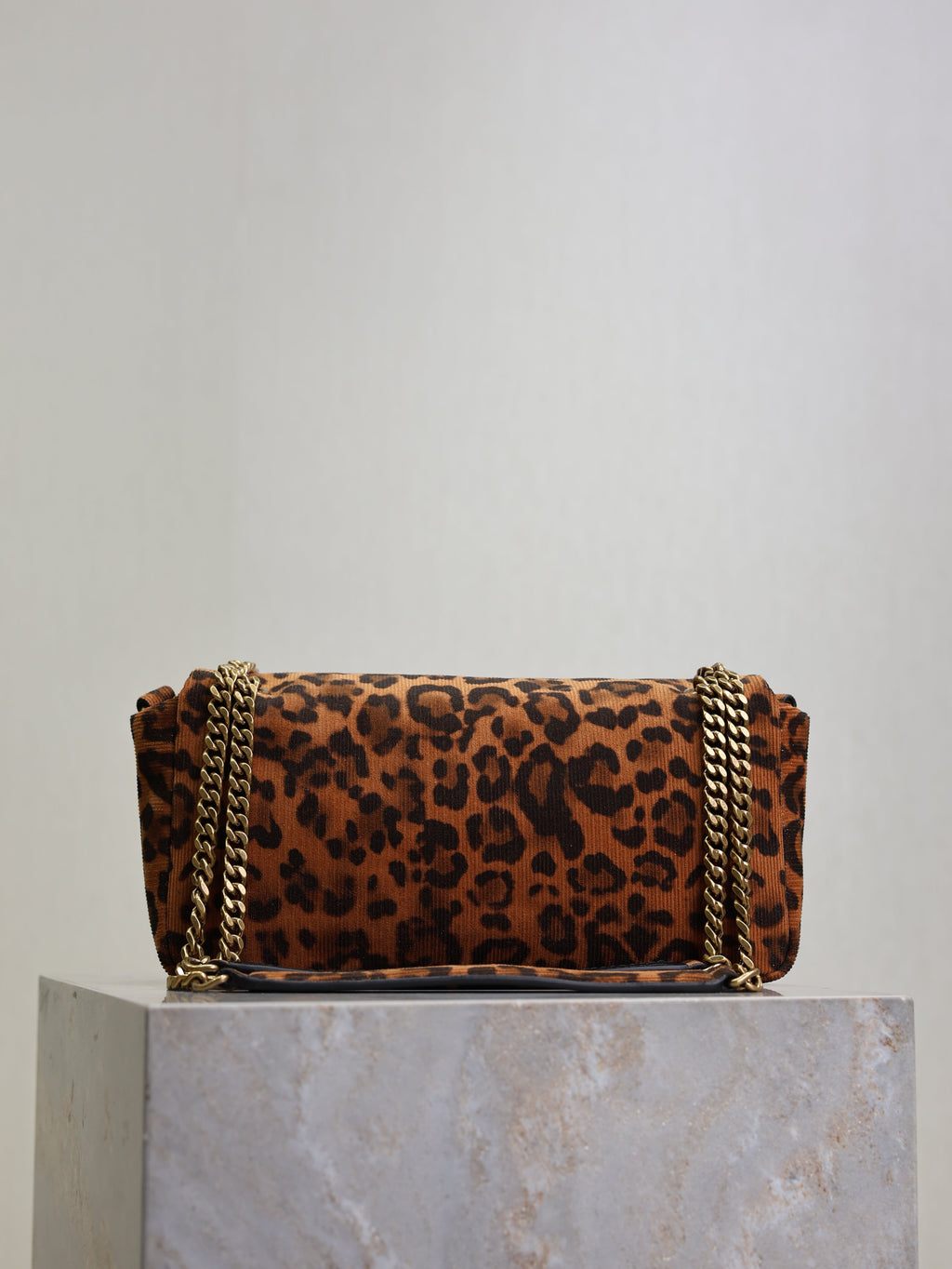 YSL 25S CALYPSO HANDBAG 26 IN BROWN LEOPARD PRINT VELVET GOLD HARDWRE