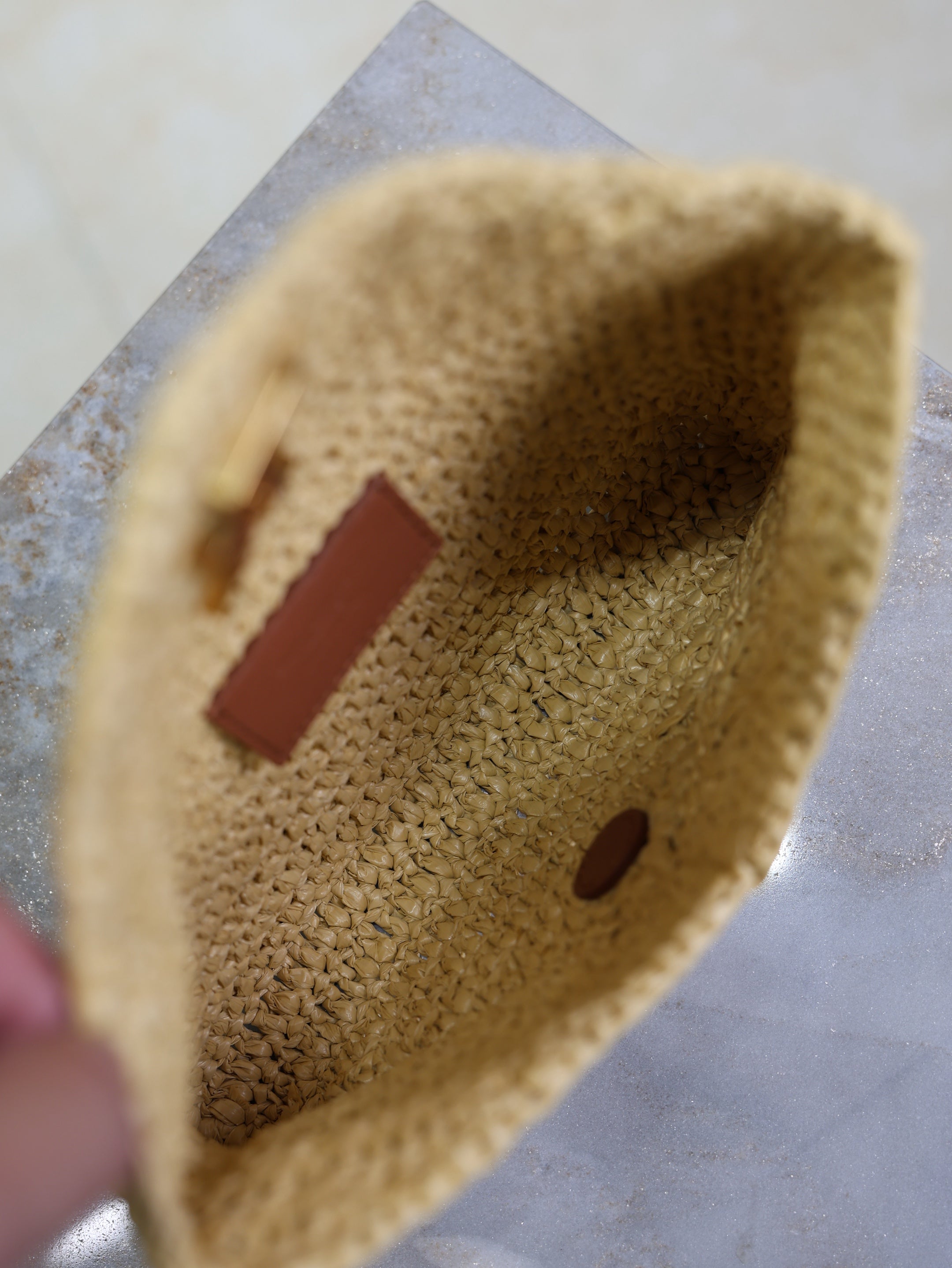 YSL 25S CALYPSO BAG 19 IN NATURAL RAFFIA AND CALFSKIN GOLD HARDWARE